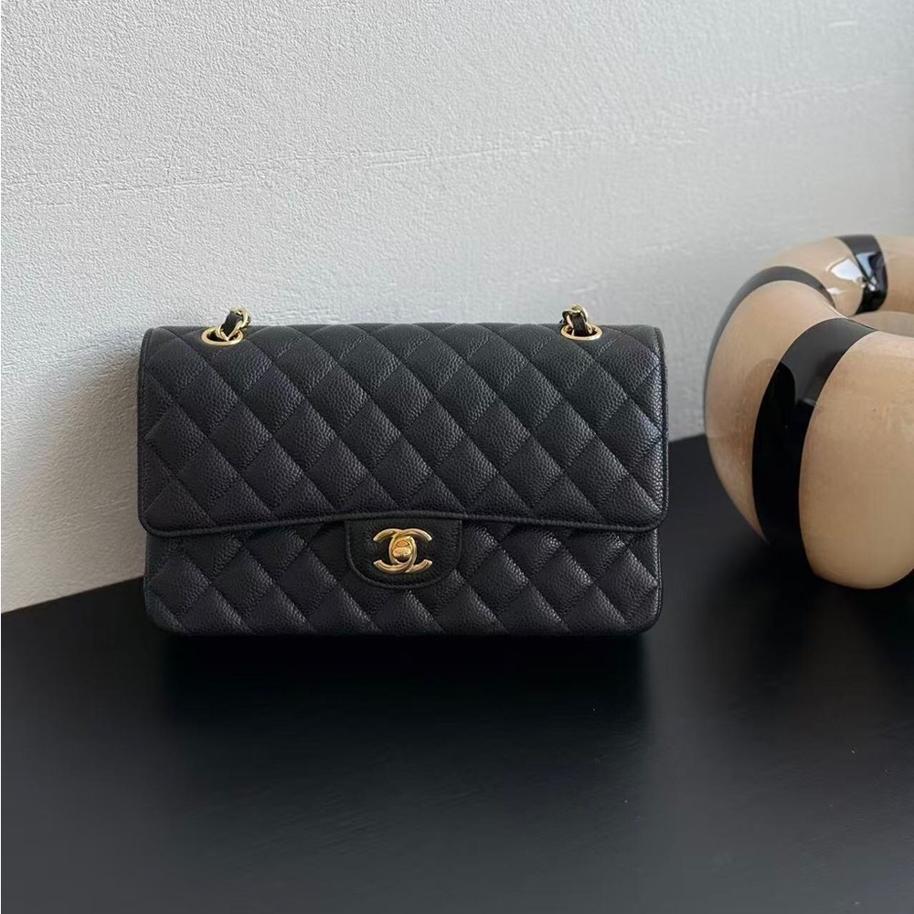 Chanel Classic Flap Caviar Black Gold Hardware